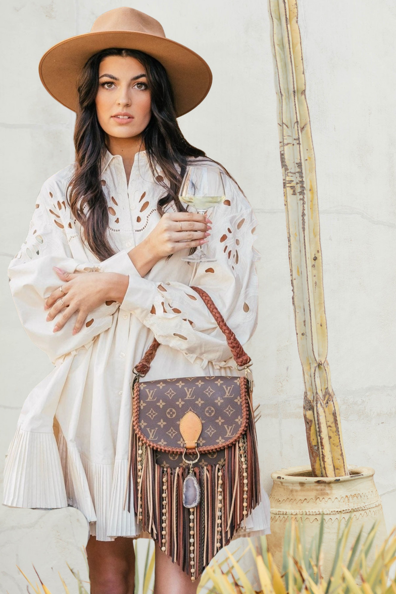 World Traveler - Crossbody with Boho Fringe, Authentic Vintage