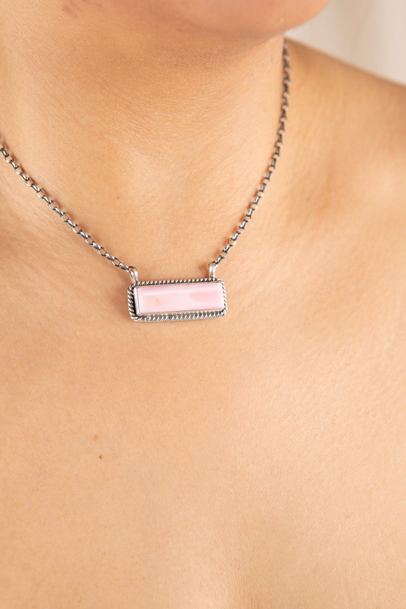 Pink Conch Sterling Silver Necklace