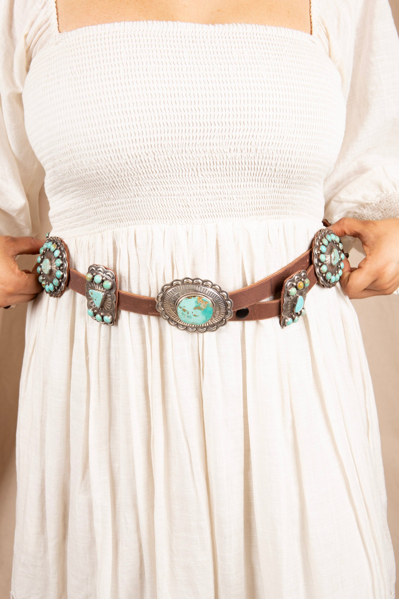 Sterling Silver Kingman Turquoise Leather Belt II