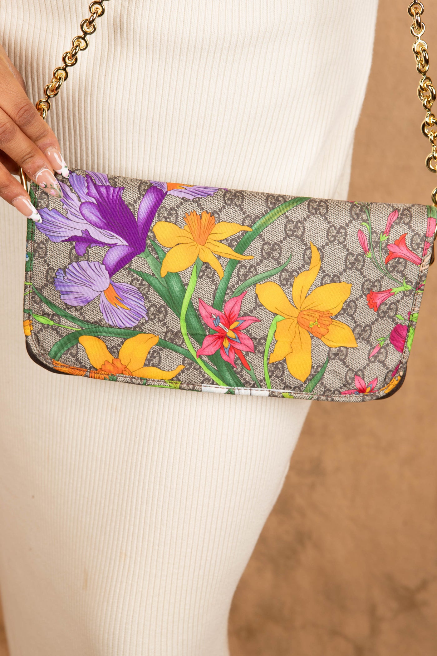 GG Floral Print Clutch