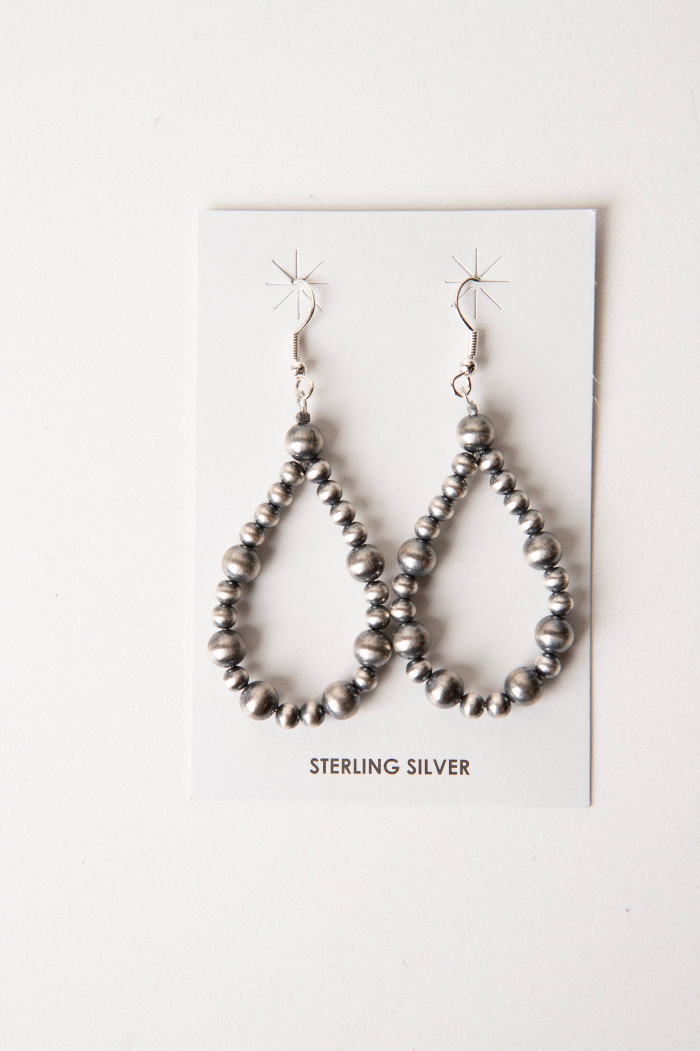 Navajo Pearl Tear Drop Hoop Earrings