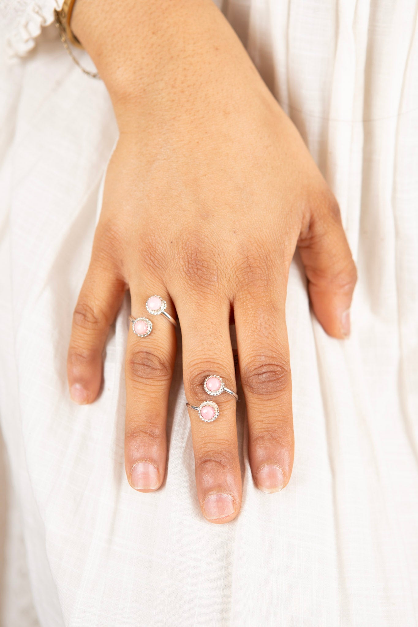 Pink Twin Sky Drop Adjustable Ring