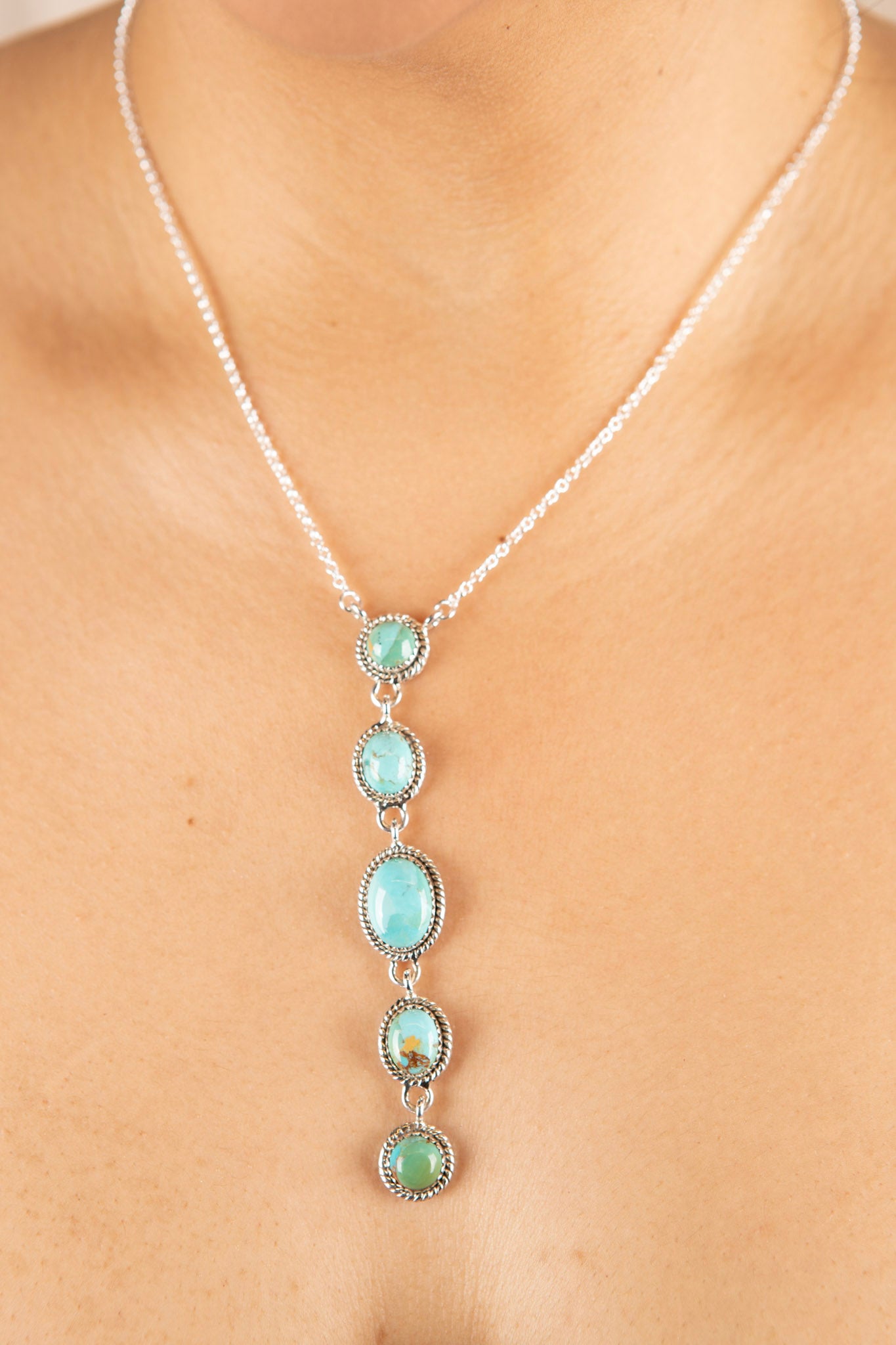 Sterling Silver Turquoise Cascade Necklace