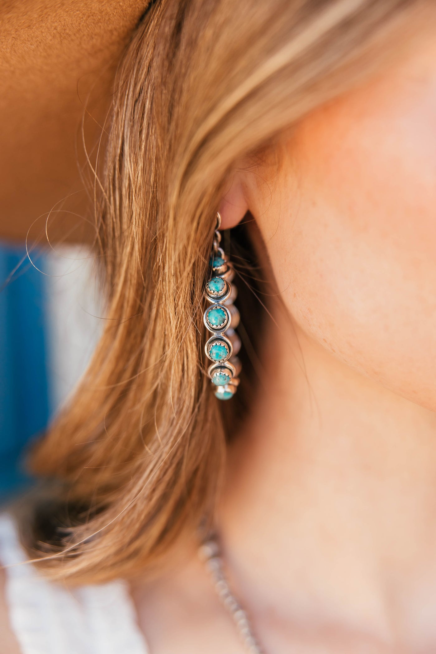 Kingman Turquoise Hoop Earrings