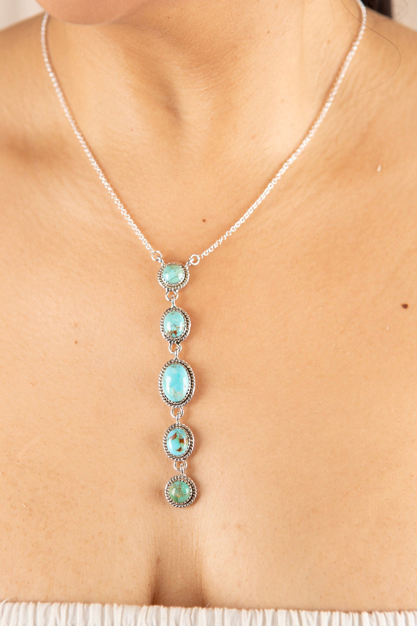 Sterling Silver Turquoise Cascade Necklace
