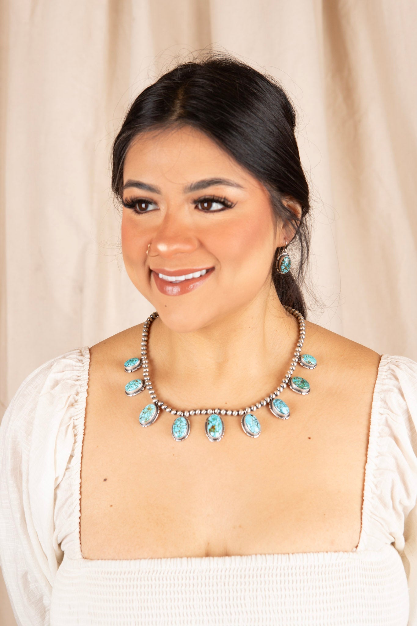 Sterling Silver Navajo Starlight Web Necklace Set