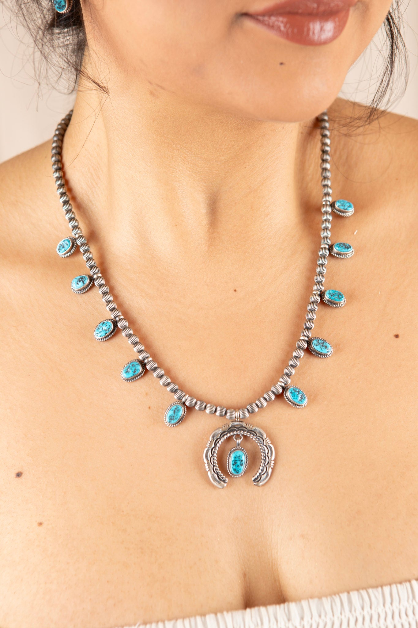 Kingman Turquoise Moon Harvest Necklace & Earring set