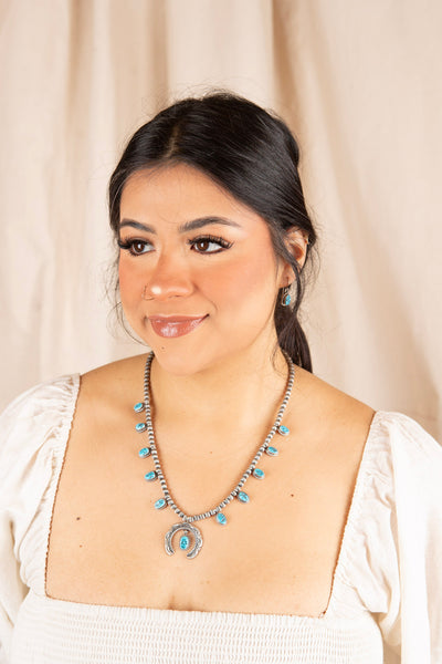 Kingman Turquoise Moon Harvest Necklace & Earring set