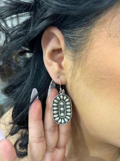 Sterling Silver Oval Drop Earrings