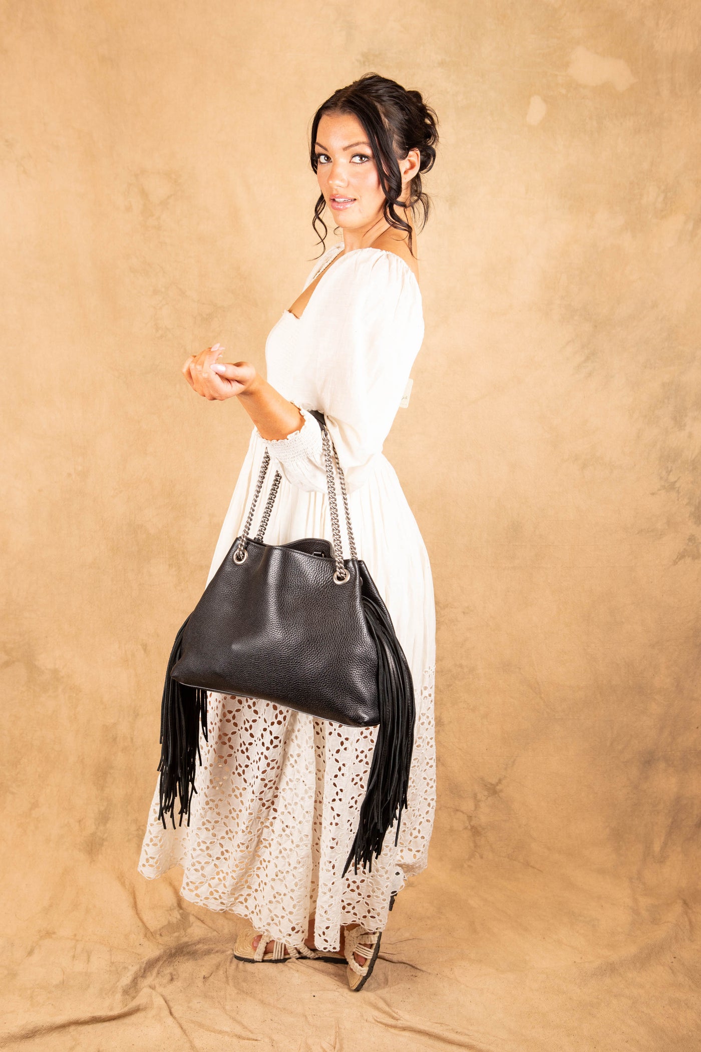 Black Gucci Soho Tote with studs