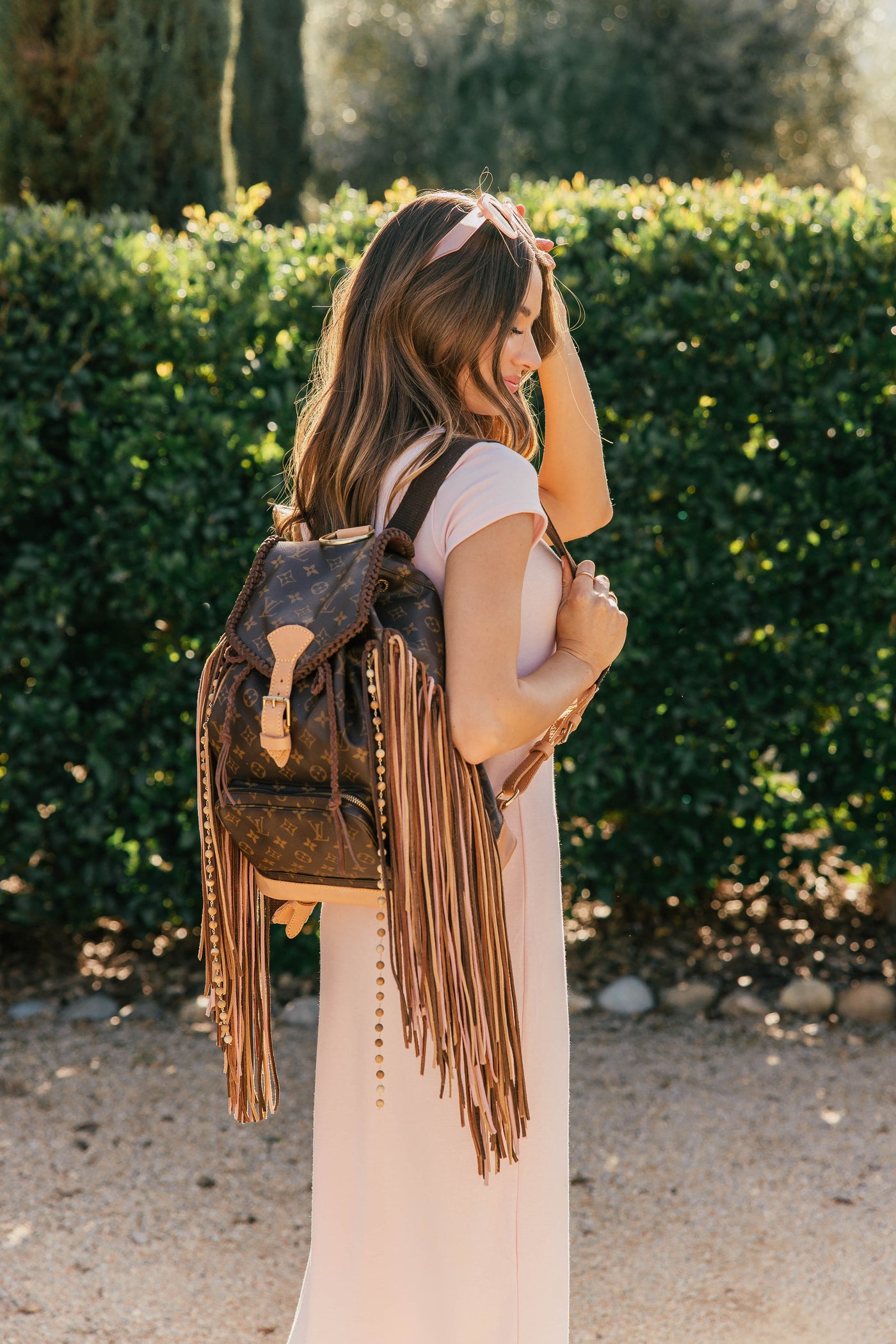 Backpack - Dirty Blonde with Pink