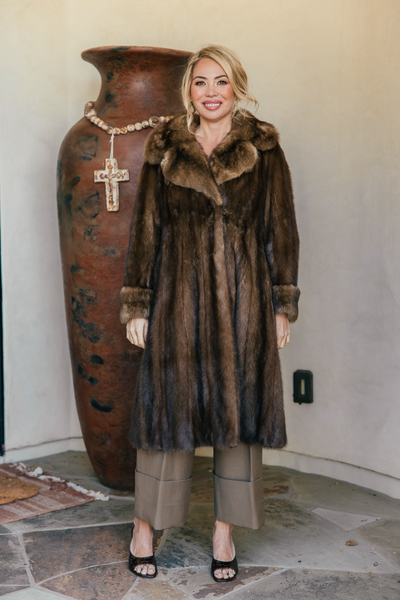 Lunaraine Mink Coat with Sable Collar and Cuffs