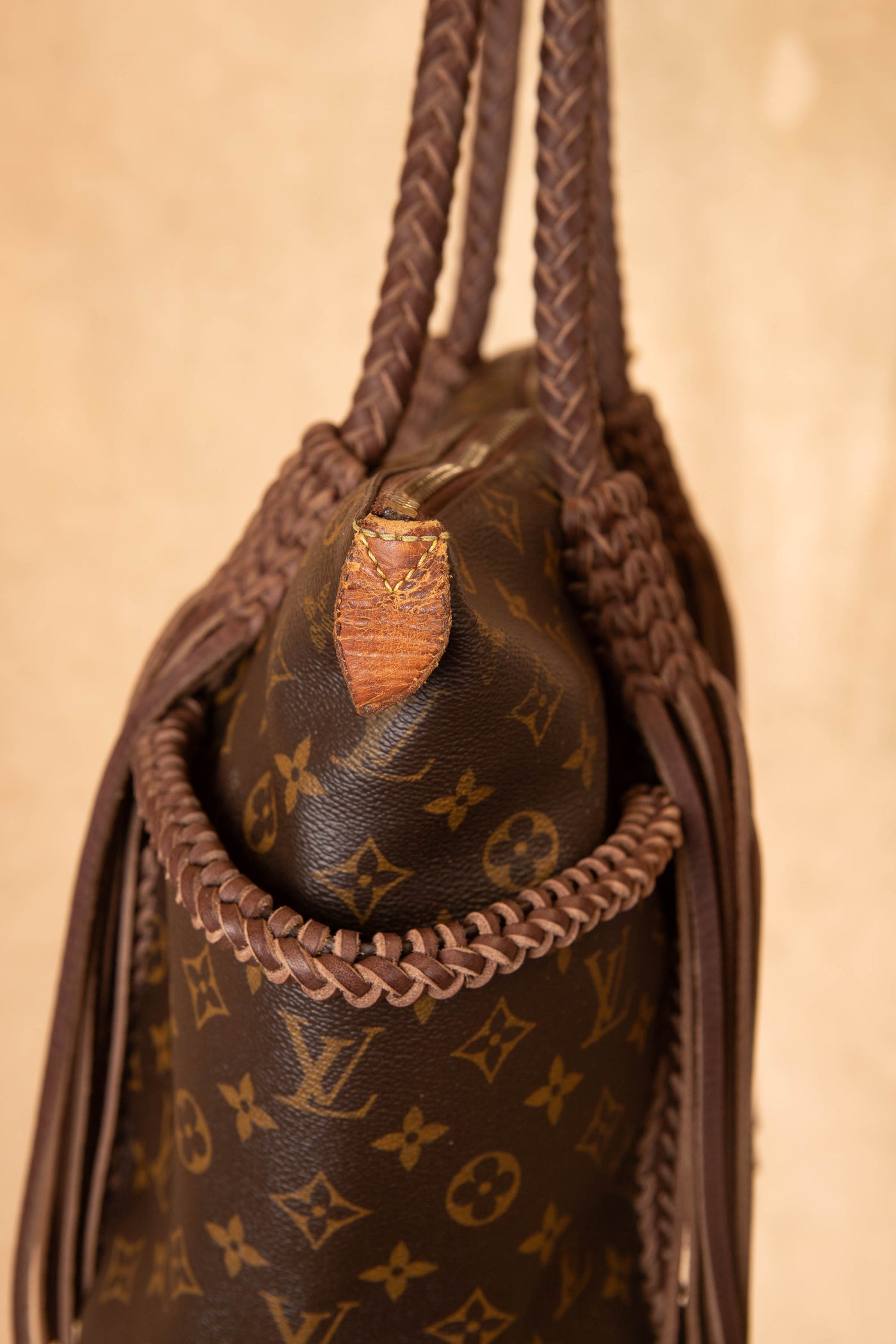 LV Totally Monogram Tote Bag with pocket braiding