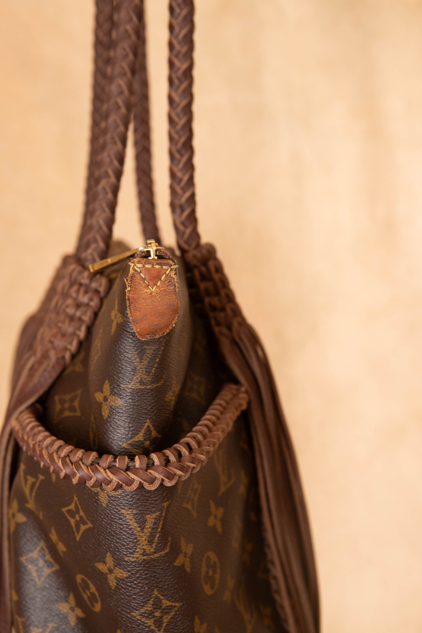 LV Totally Monogram Tote Bag with pocket braiding