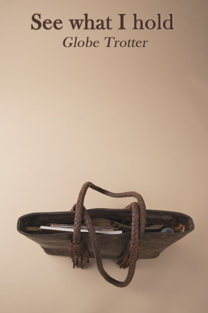 Globe Trotter Tote - with Chocolate Boho Fringe, Braided Handle