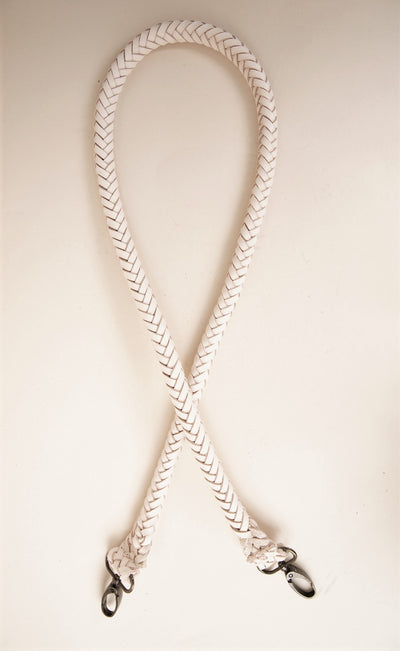 Skinny Round Braided Strap-Blanca