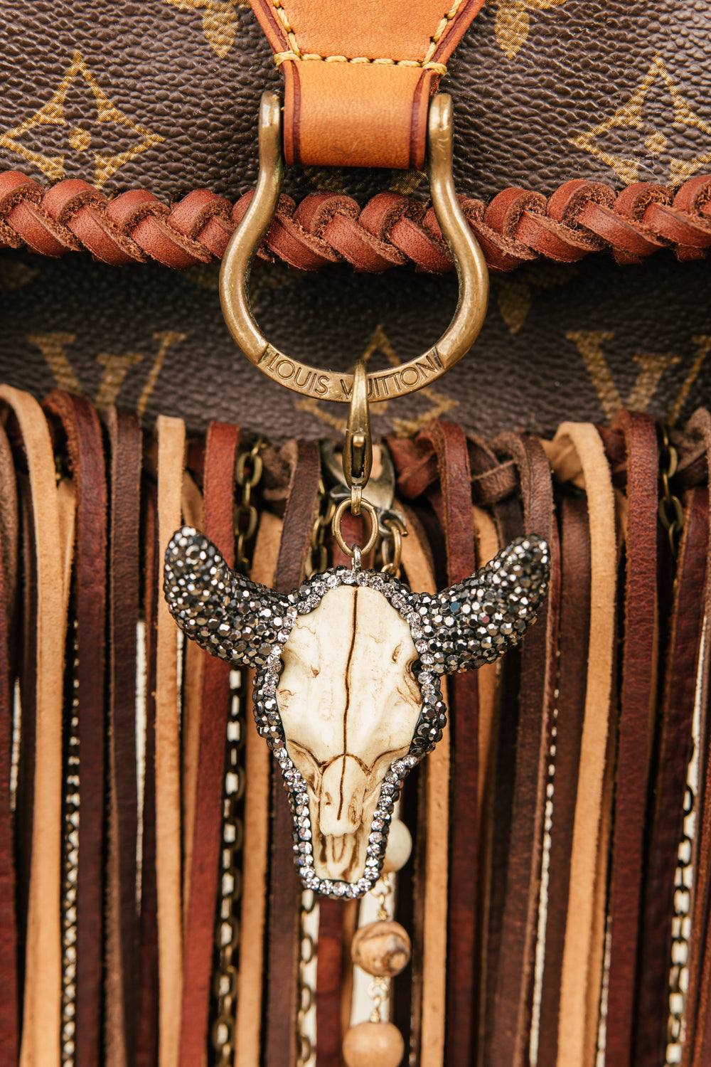 Black braided LV keychain — Classic Boho Bags