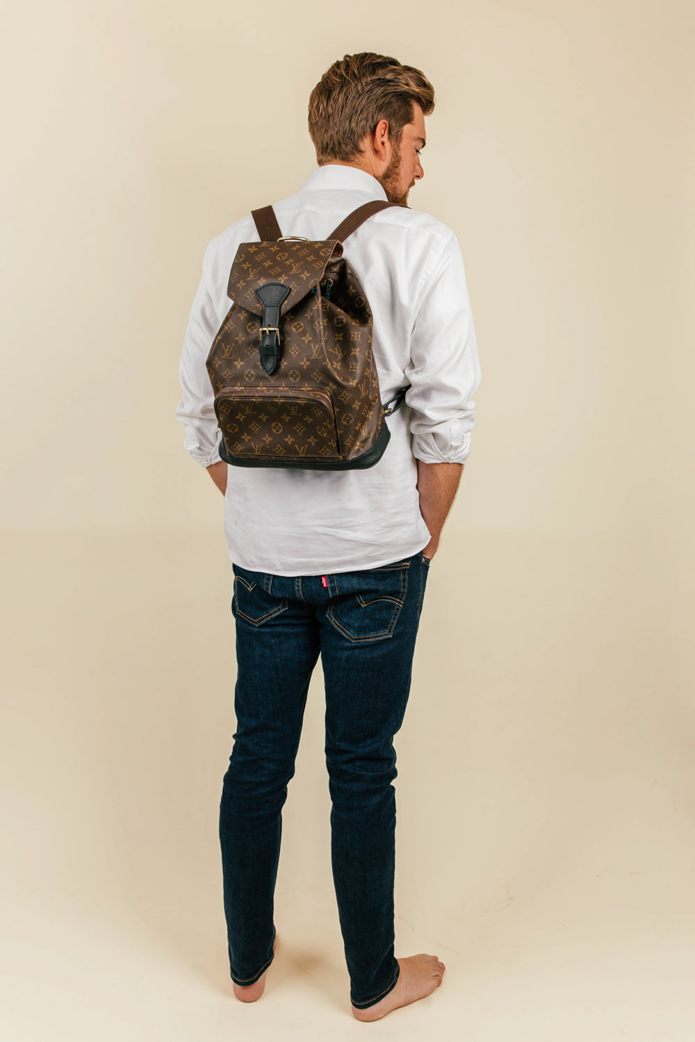 Louis Vuitton Montsouris GM Backpack Rucksack Bag Monogram Brown Vintage